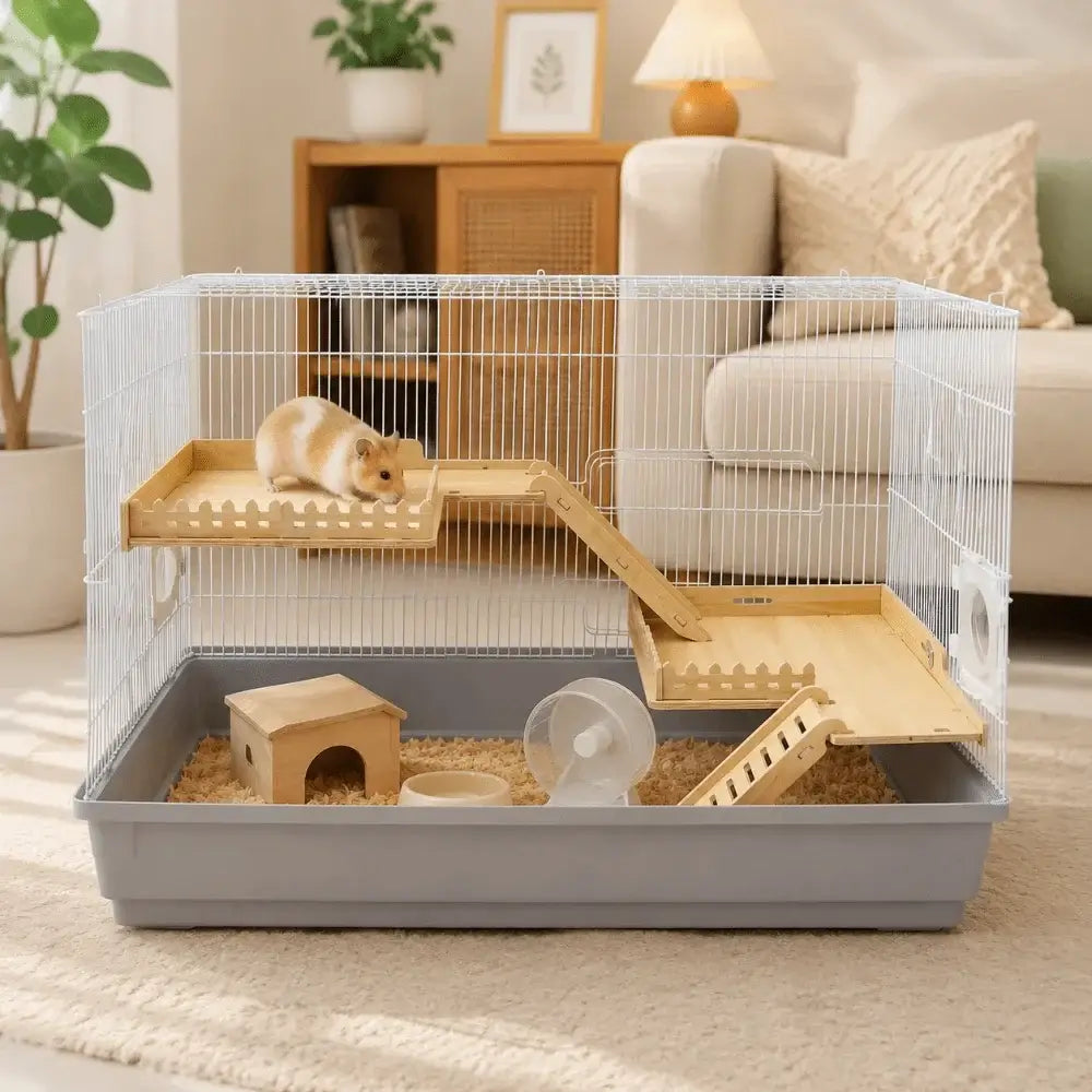 Wooden Wooden Hamster Platform Fence Proof Design Safe Hamster Climbing Platform Multifunctional Anti-Bite Hamster Nest Ladder