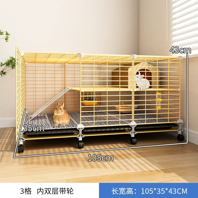 Large 2-Story Indoor Rabbit Cage | Spacious Bunny Hutch with Removable Tray