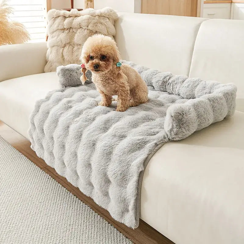 Luxury Faux Rabbit Fur Pet Bed | Ultra Soft Calming Mat for Dogs & Cats