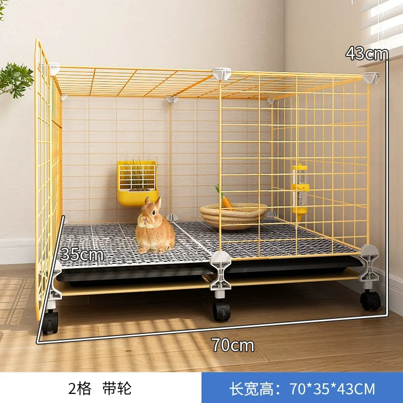 Large 2-Story Indoor Rabbit Cage | Spacious Bunny Hutch with Removable Tray