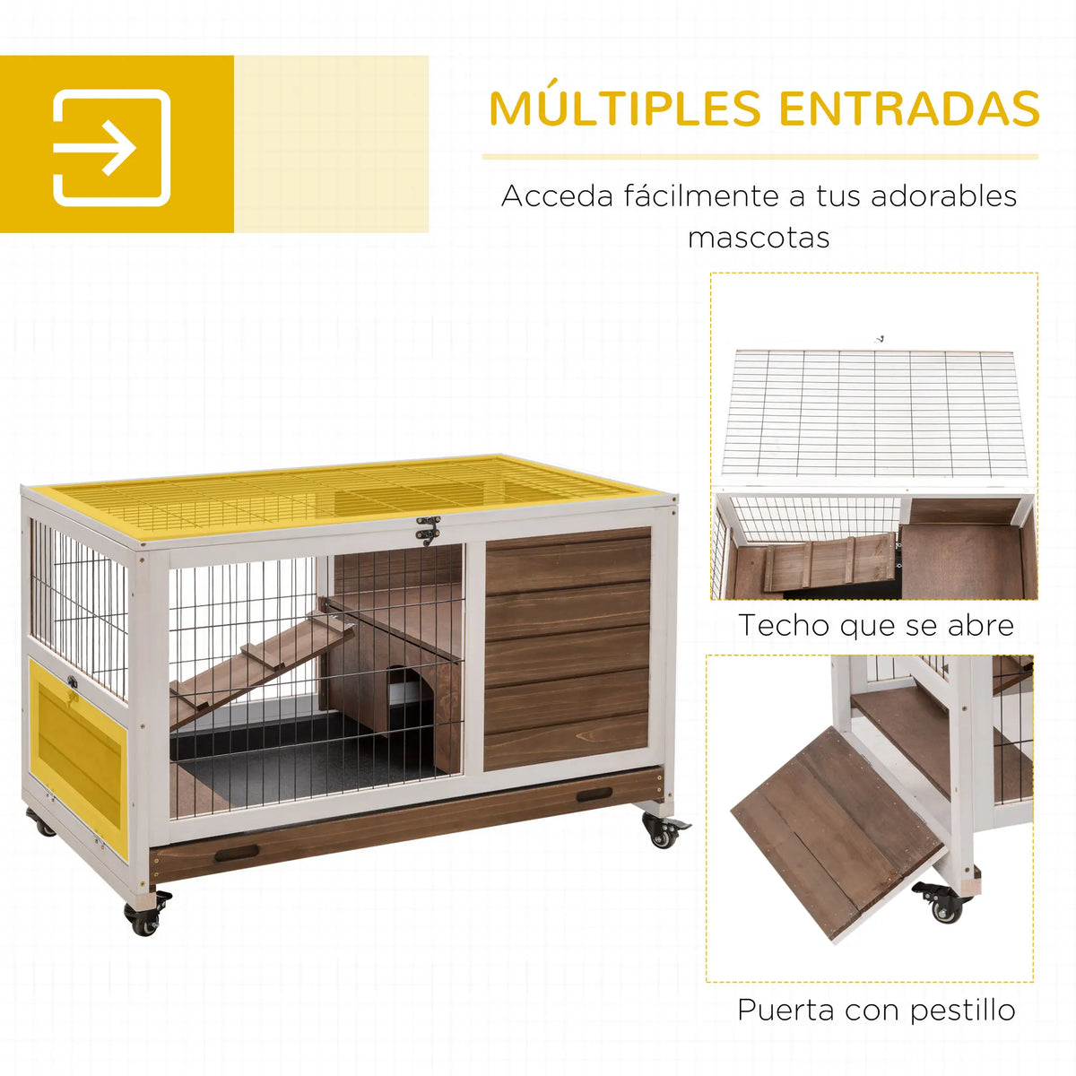 Premium Wooden Rabbit Hutch | Indoor & Outdoor Bunny Cage with Removable Tray