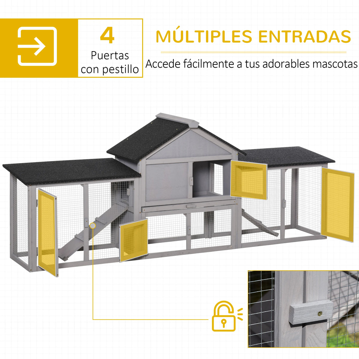 Outdoor Rabbit Hutch | Spacious Wooden Bunny Cage for 2–4 Rabbits